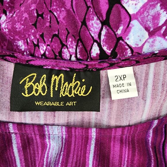 Bob Mackie Wearable Art Dress Size 2XP Petite Reptile Print Maxi Dress Purple - Picture 7 of 9